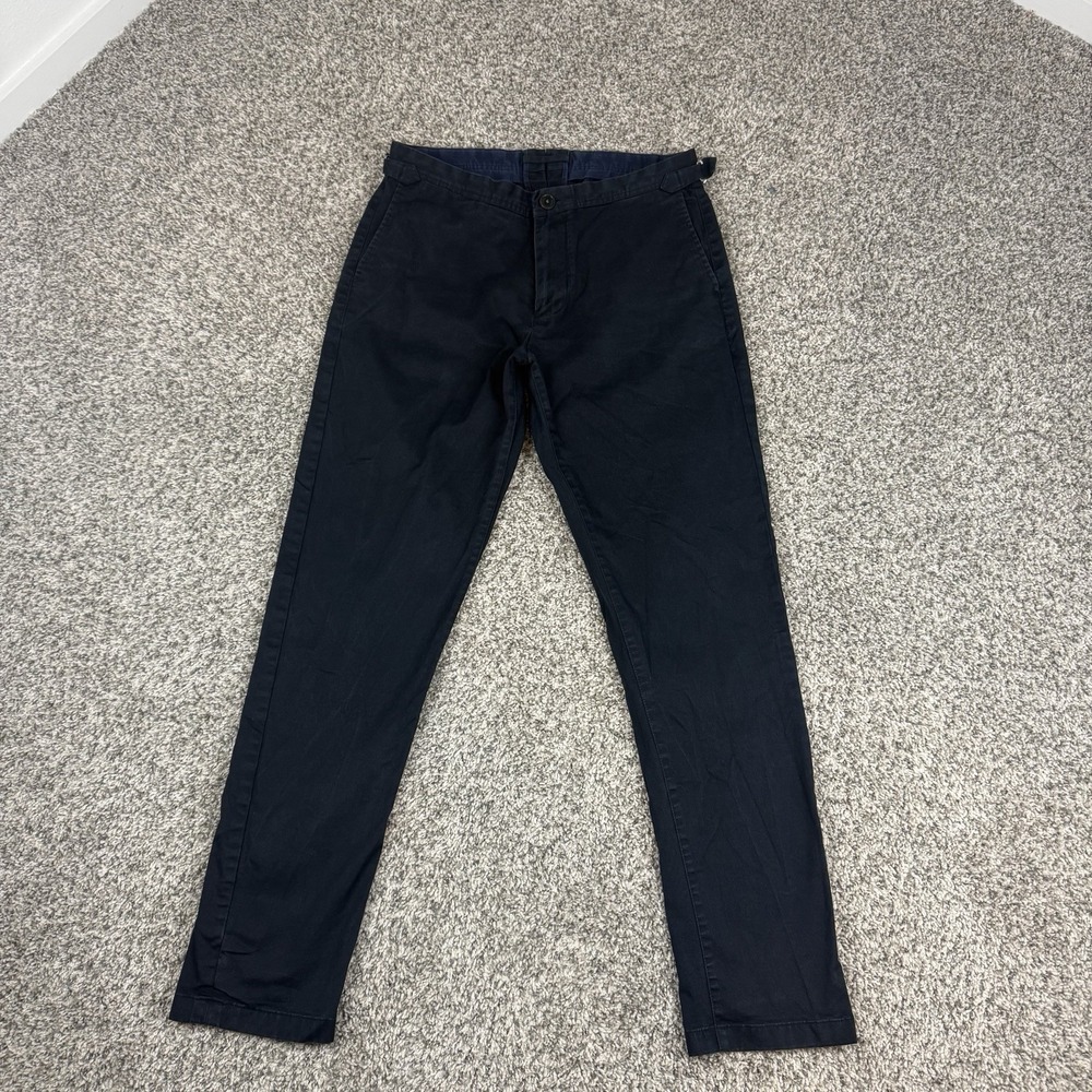 Proper Cloth Pants Mens 32x31 Navy Stretch Twill Chinos Side Tab Adjusters